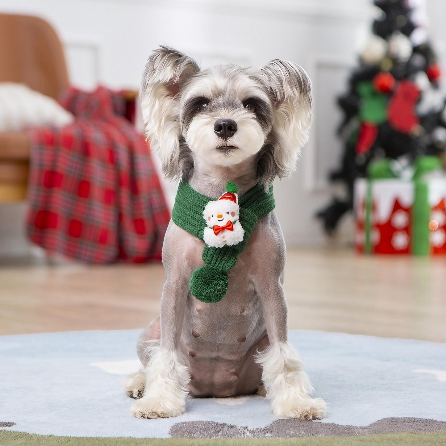 Cozy Christmas Scarf for Pets (Snowman)