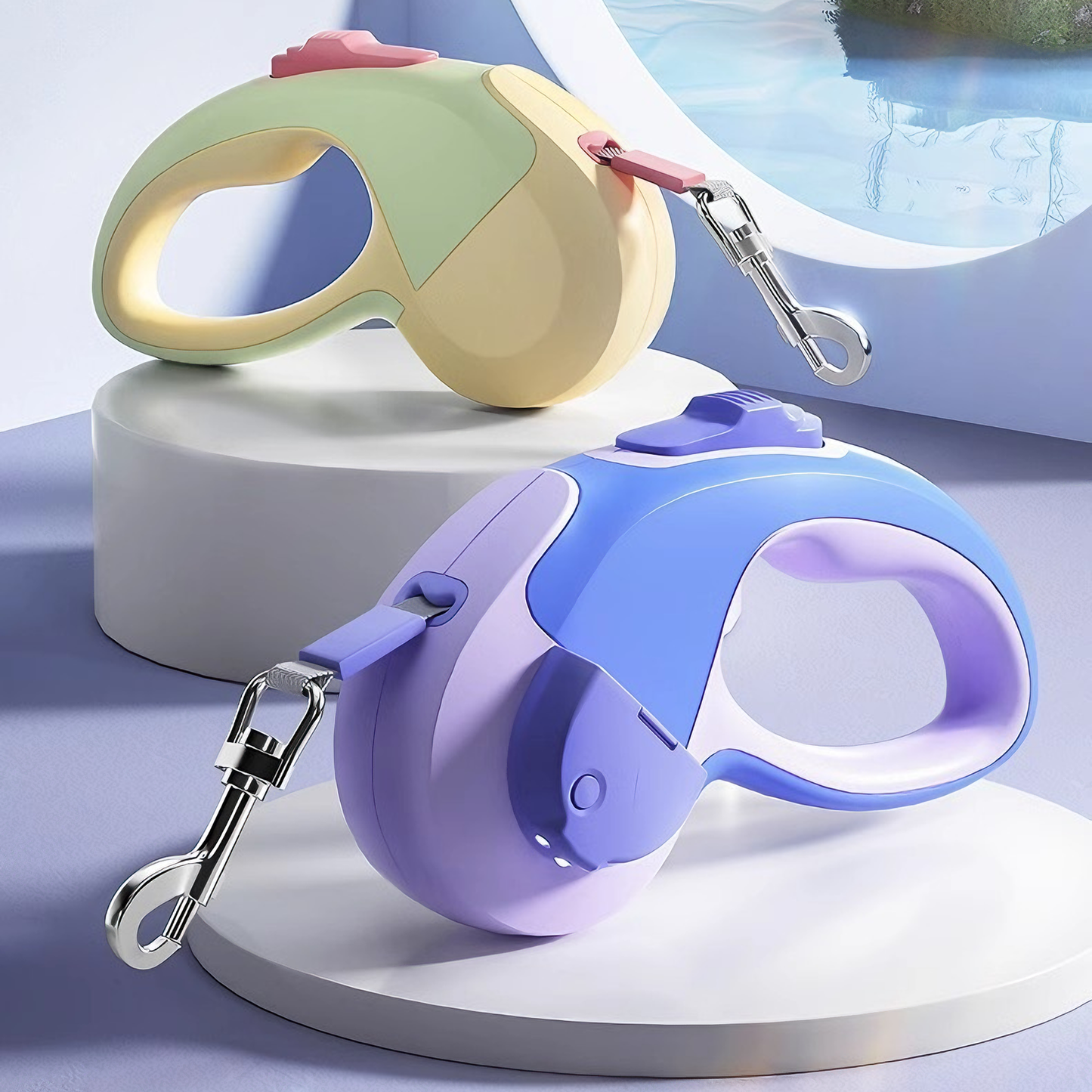 Retractable Dog Leash with LED Light For Small & Medium dogs(Mango Green)