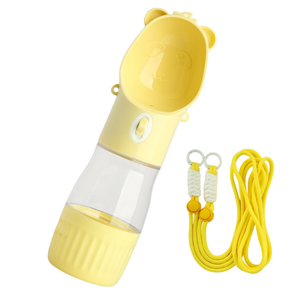 Portable Leak Proof Dog Water Bottle with Food Container(Yellow)