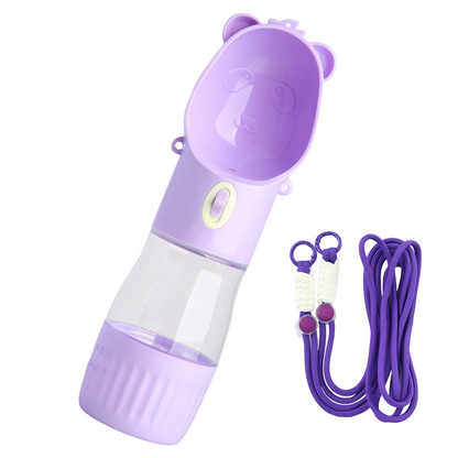 Portable Leak Proof Dog Water Bottle with Food Container(Purple)