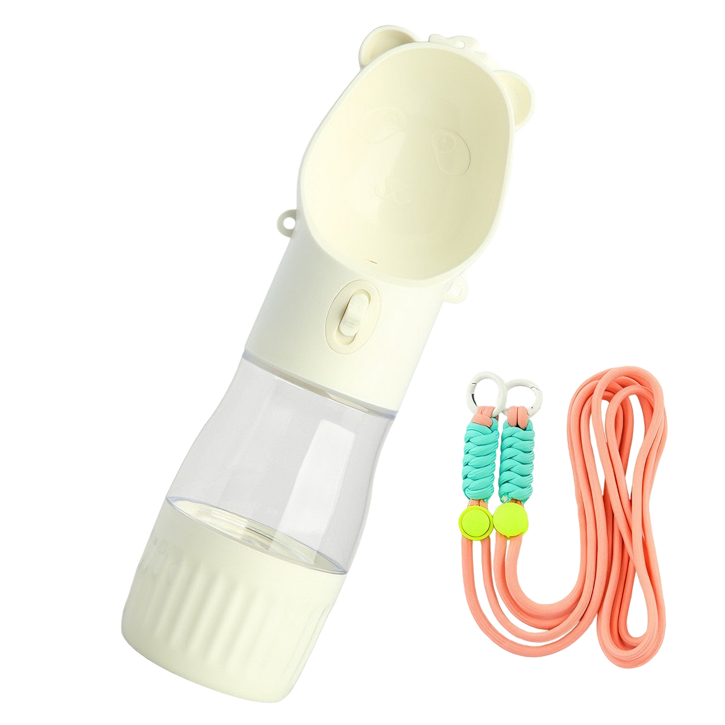 Portable Leak Proof Dog Water Bottle with Food Container(White)