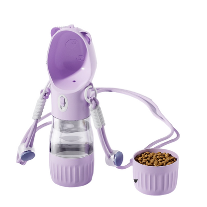 Portable Leak Proof Dog Water Bottle with Food Container(Purple)