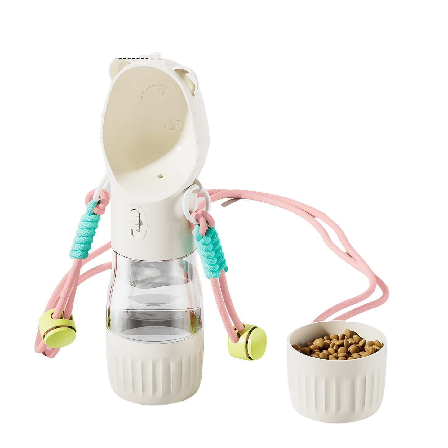 Portable Leak Proof Dog Water Bottle with Food Container(White)