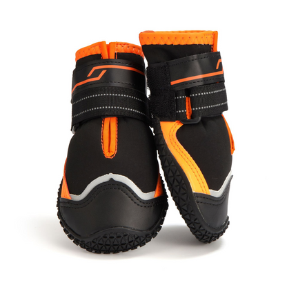Winter Waterproof Anti-Slip Dog Boots – Warm, Durable & Escape-Proof(Black-Orange)