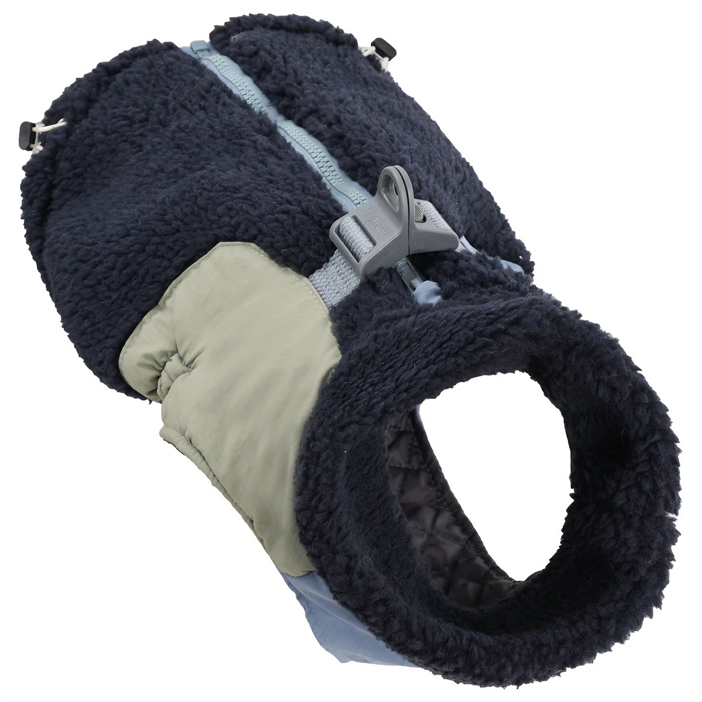 Winter Warmth & Windproof Dog Coat — Plush, Harness-Integrated & Easy Wear (Blue)