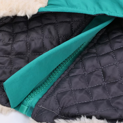 Winter Warmth & Windproof Dog Coat — Plush, Harness-Integrated & Easy Wear (Beige)