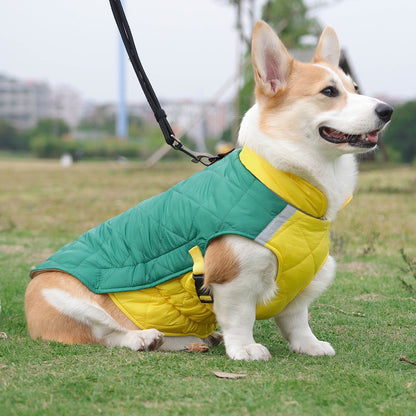Quilted Warmth & Reflective Dog Coat — Lightweight, Secure & Adjustable (Yellow-Green)