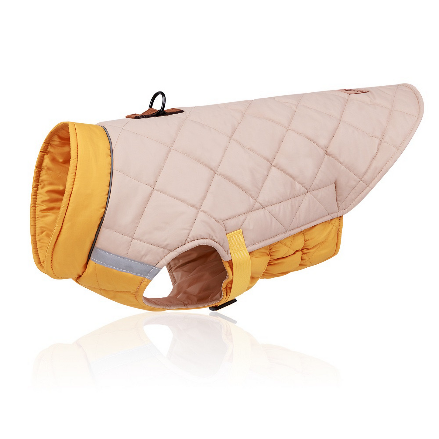 Quilted Warmth & Reflective Dog Coat — Lightweight, Secure & Adjustable (Warm Beige)