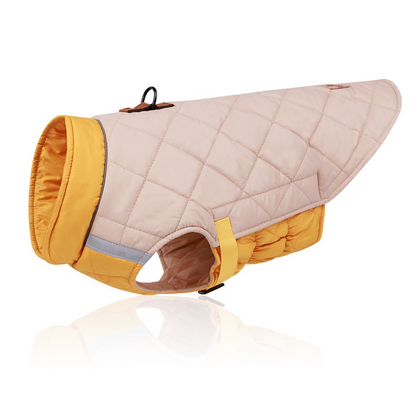 Quilted Warmth & Reflective Dog Coat — Lightweight, Secure & Adjustable (Warm Beige)