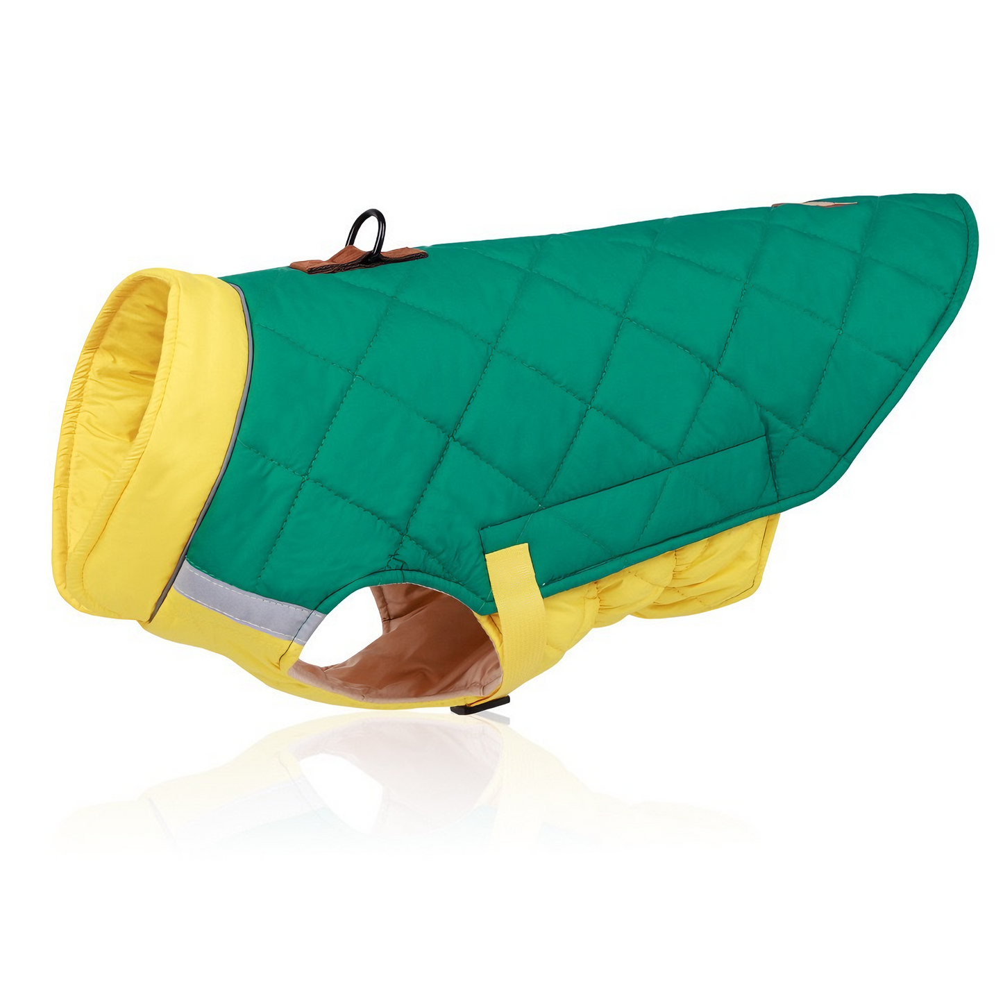 Quilted Warmth & Reflective Dog Coat — Lightweight, Secure & Adjustable (Yellow-Green)