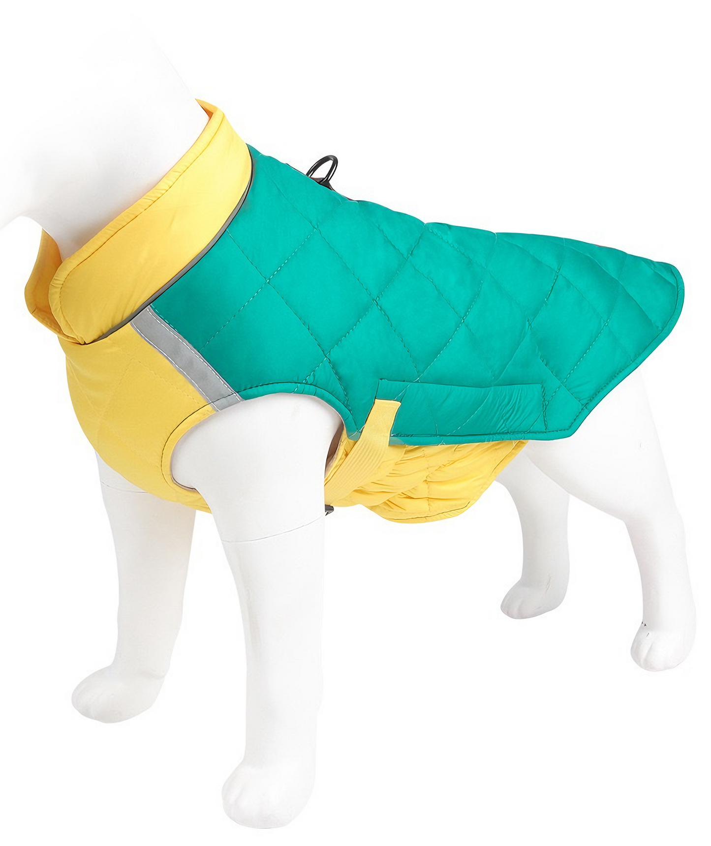 Quilted Warmth & Reflective Dog Coat — Lightweight, Secure & Adjustable (Yellow-Green)