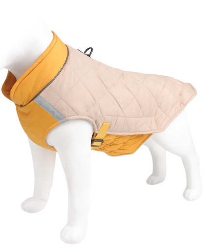 Quilted Warmth & Reflective Dog Coat — Lightweight, Secure & Adjustable (Warm Beige)