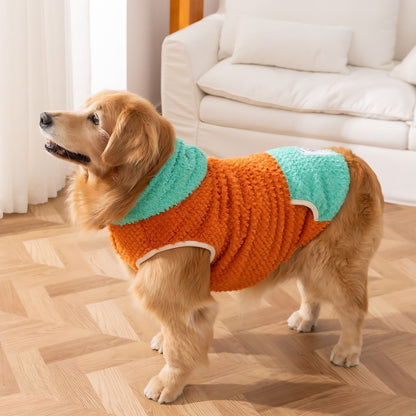 Autumn-Winter Plush Sweater for Large Dogs — Cozy, Stylish & Functional (Dello Hood Orange)