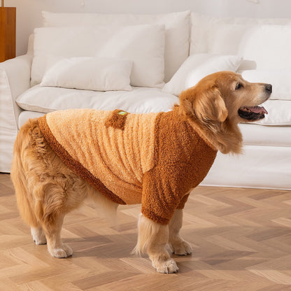 Autumn-Winter Plush Sweater for Large Dogs — Cozy, Stylish & Functional (Lomi Brown)