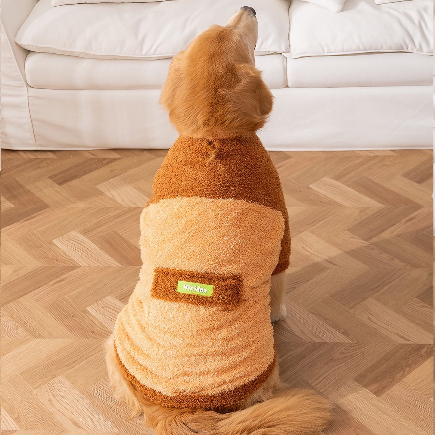 Autumn-Winter Plush Sweater for Large Dogs — Cozy, Stylish & Functional (Lomi Brown)