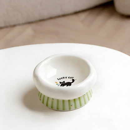 LuckyCat Petal Stripe Ceramic Pet Bowl