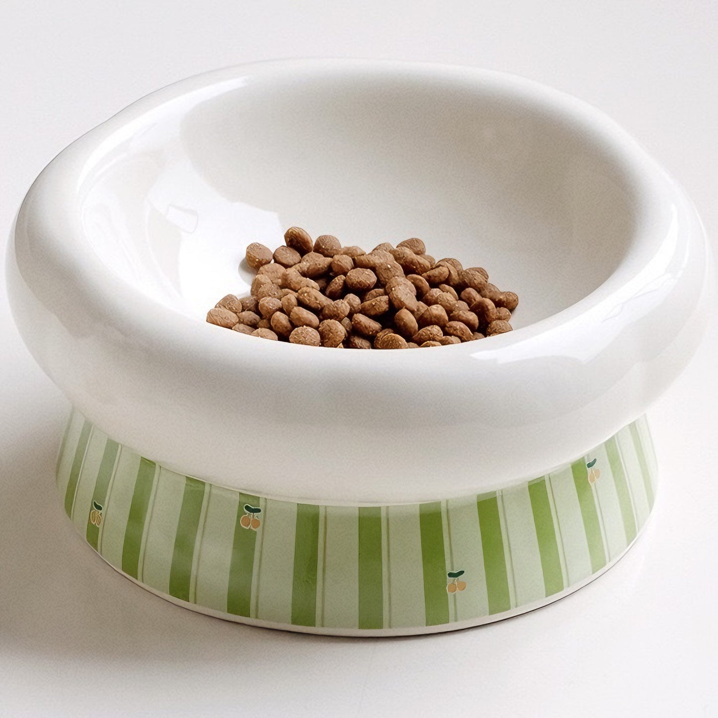 LuckyCat Petal Stripe Ceramic Pet Bowl