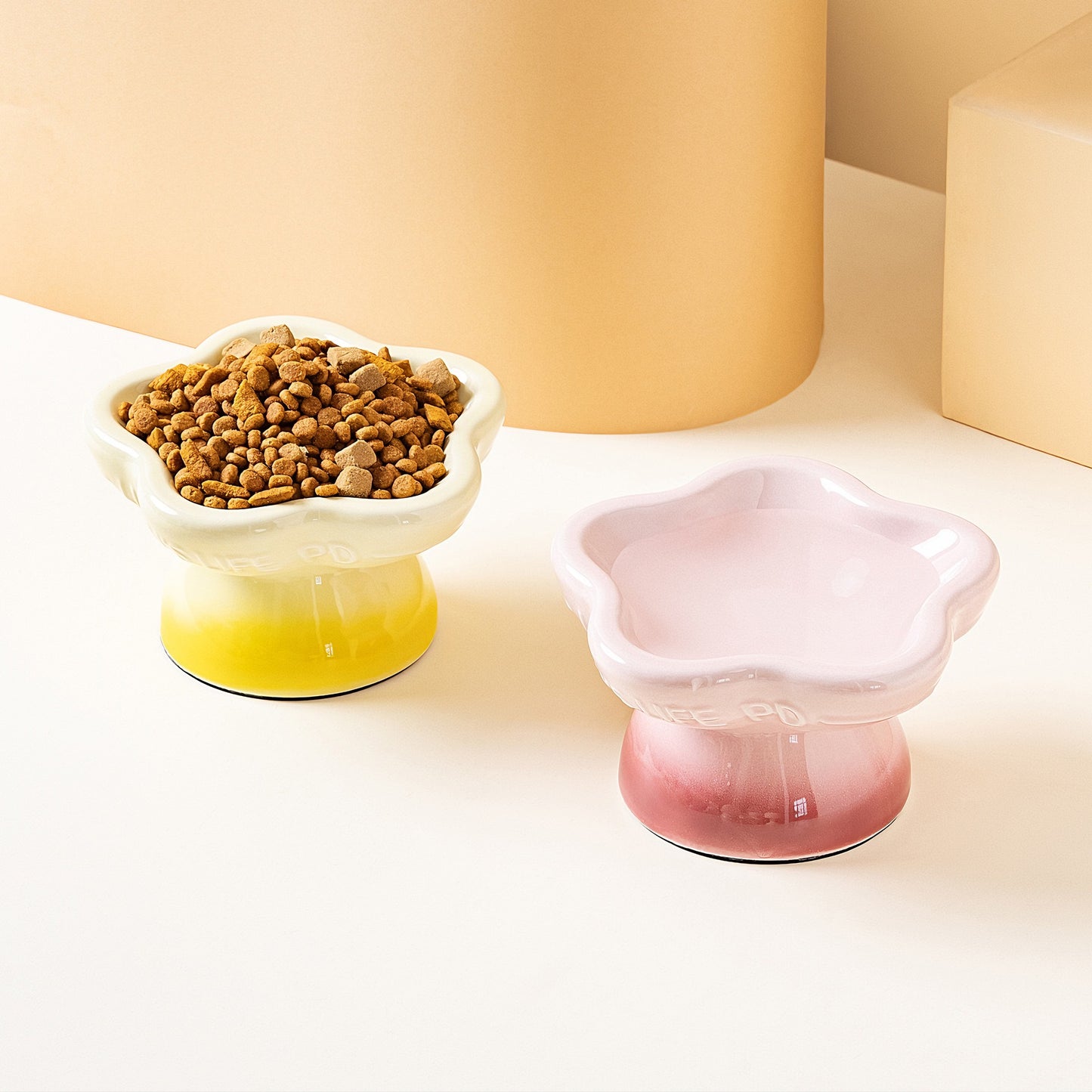Flower Gradient Ceramic Pet Bowl (Yellow)