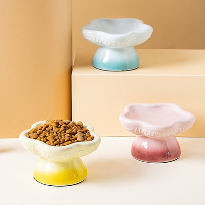 Flower Gradient Ceramic Pet Bowl (Yellow)