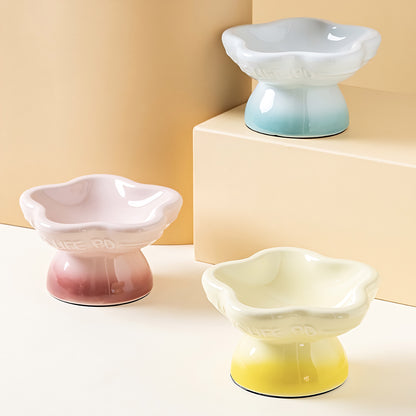 Flower Gradient Ceramic Pet Bowl (Yellow)