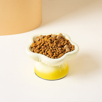 Flower Gradient Ceramic Pet Bowl (Yellow)