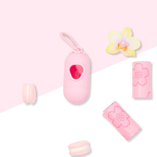 Dog Poop Bag Dispenser with Cherry Blossom Scented Bags