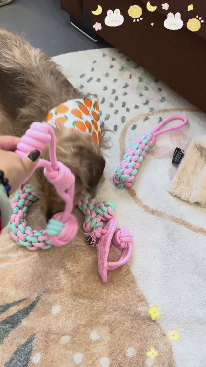 Knot Rope Dog Toy, Baby Pink and Blue Collection(Twist rope)